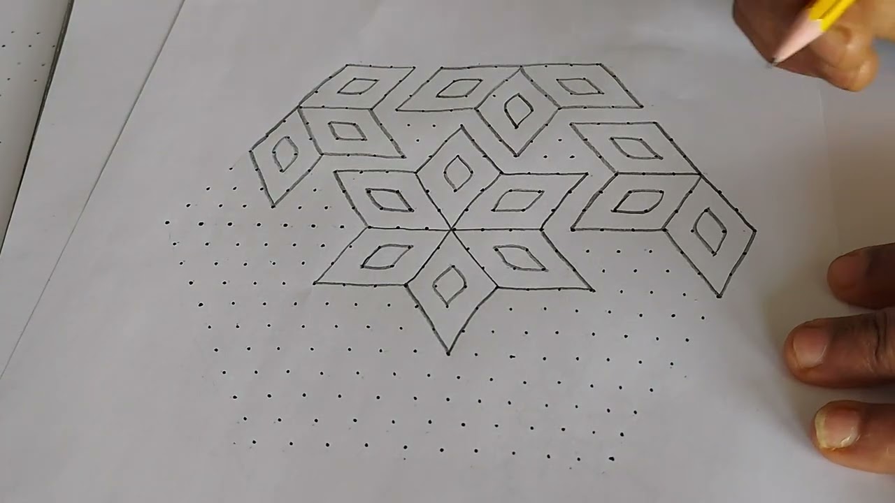21 to 11 middle line dots Rangoli.