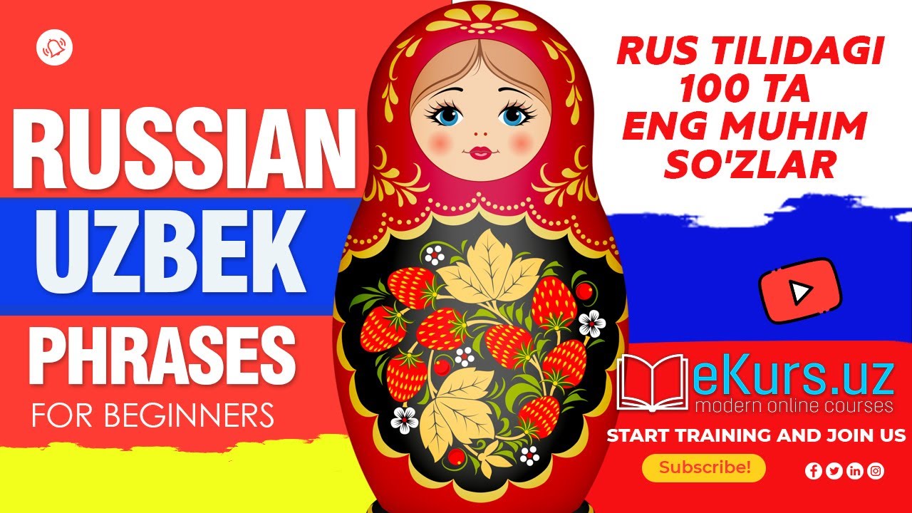 Top Russian - Uzbek phrases for beginners //  Rus Tilidagi 100 ta eng muhim so'zlar