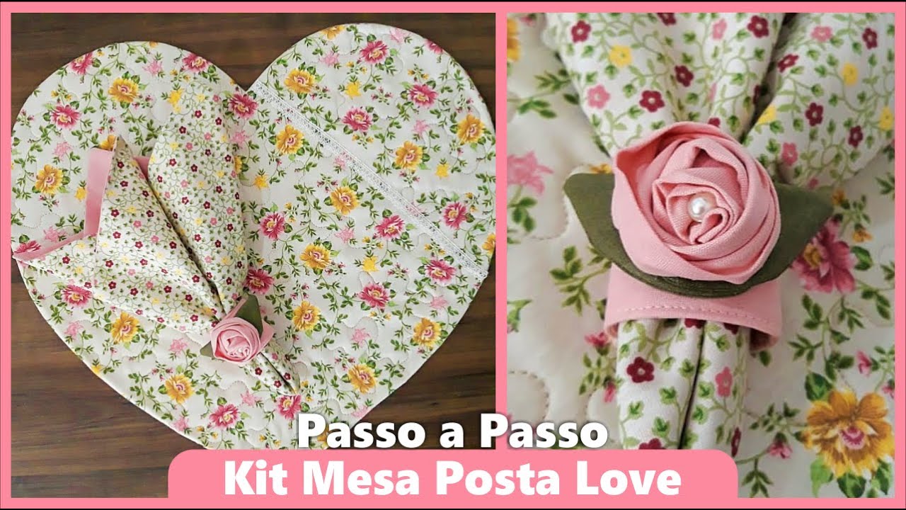 Passo a Passo Kit Mesa Posta Sousplat de Coração , Guardanapo e Porta Guardanapo por Roberta Menezes