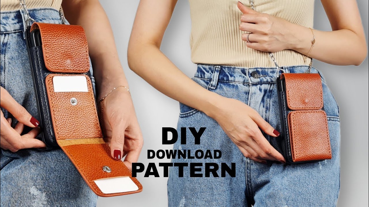Leather Phone pouch(PERSIA)⭕️toturial video 😊آموزش و الگوی کیف موبایل