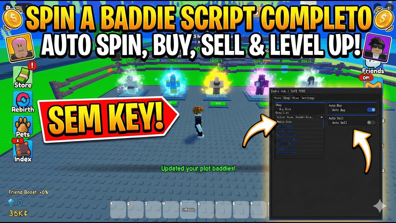 COMO UPAR MUITO RÁPIDO NO SPIN-A-BADDIE! Script Auto Spin & Auto Sell (2026)