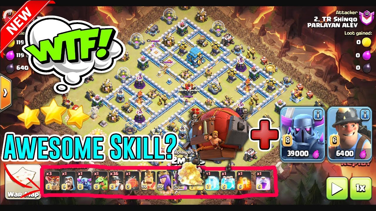 NEW 2019!! AWESOME SKILL - BATTLE BLIMP+PEKKA MINERS & QW+MINERS TH12 ( Clash of Clans )