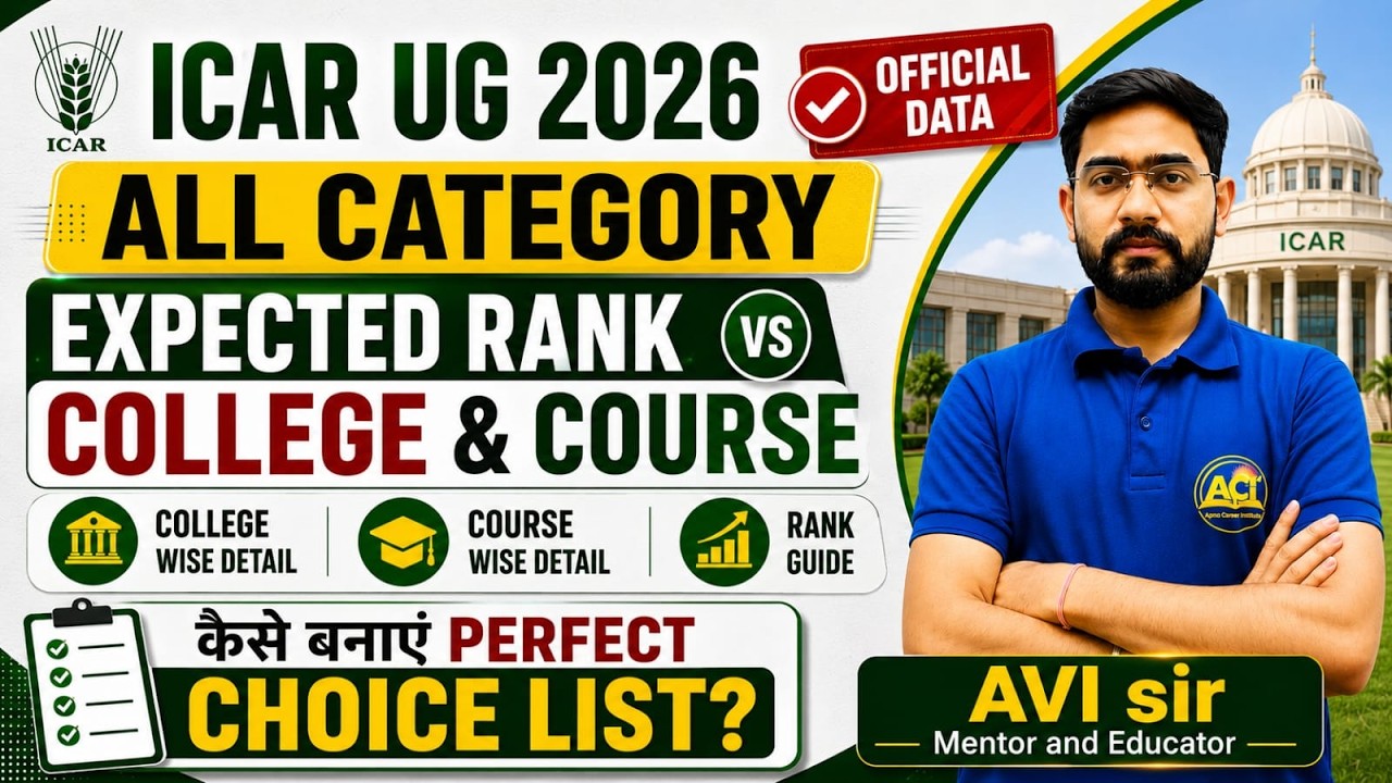 ICAR UG 2026 ALL CATEGORY Rank vs College & Course 🔥| Expected Cutoff | Best Choice Filling Strategy
