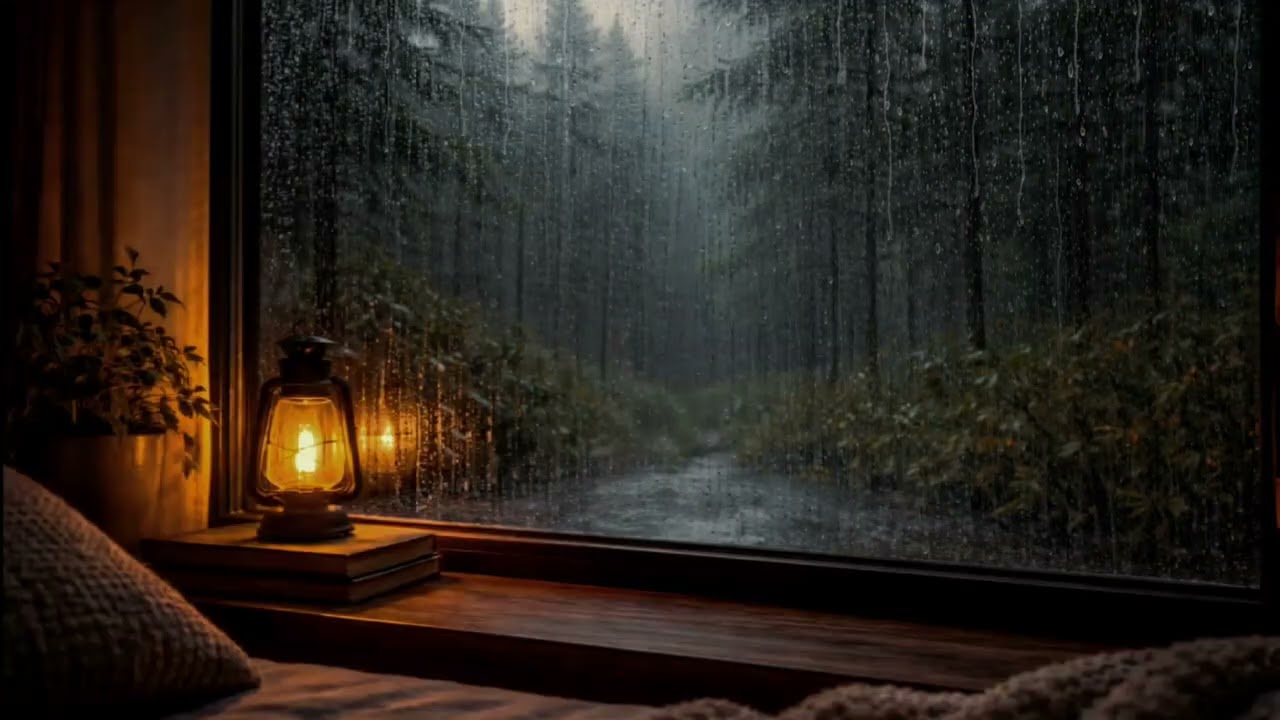 Rainy Night by the Window | Peaceful Cabin Ambience for Rest