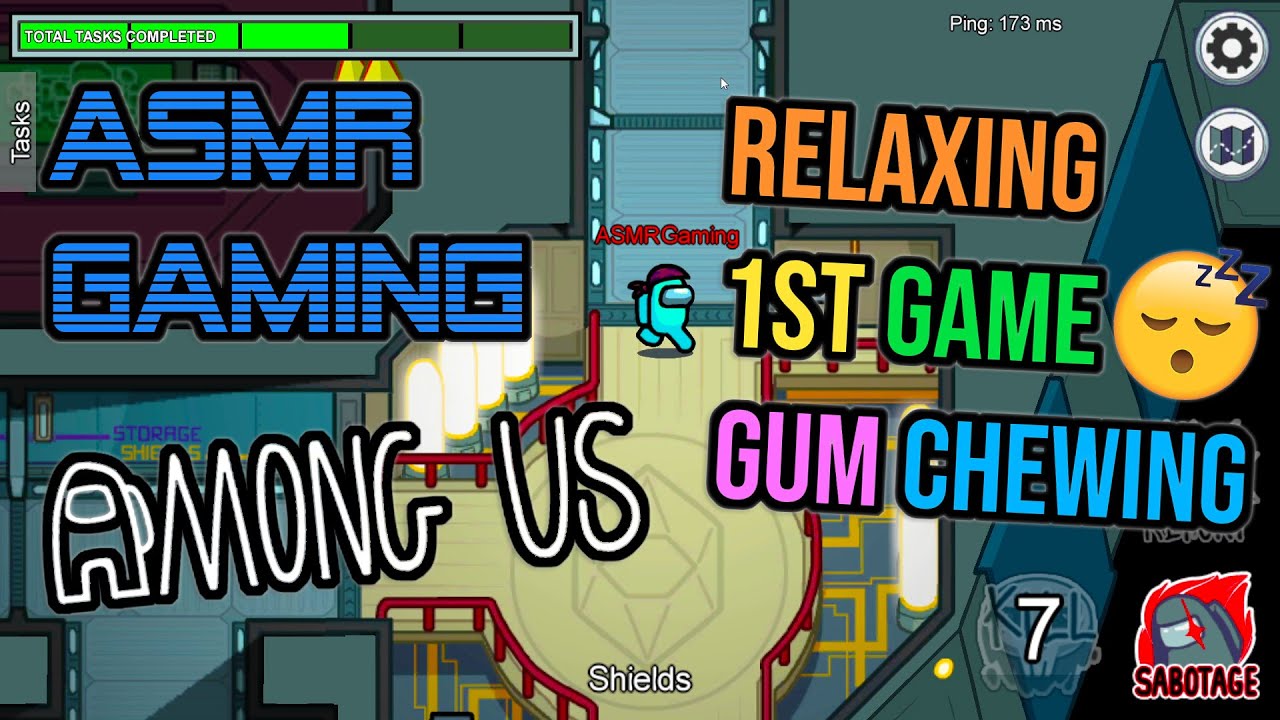 ASMR Gaming 😴 Among Us 1st Time Playing Relaxing Gum Chewing 🎧🎮 Mouse Clicking Sounds + Whispering 💤