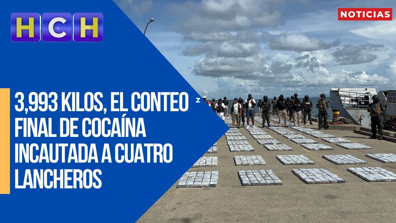 3,993 kilos, el conteo final de cocaína incautada a cuatro lancheros colombianos y un hondureño
