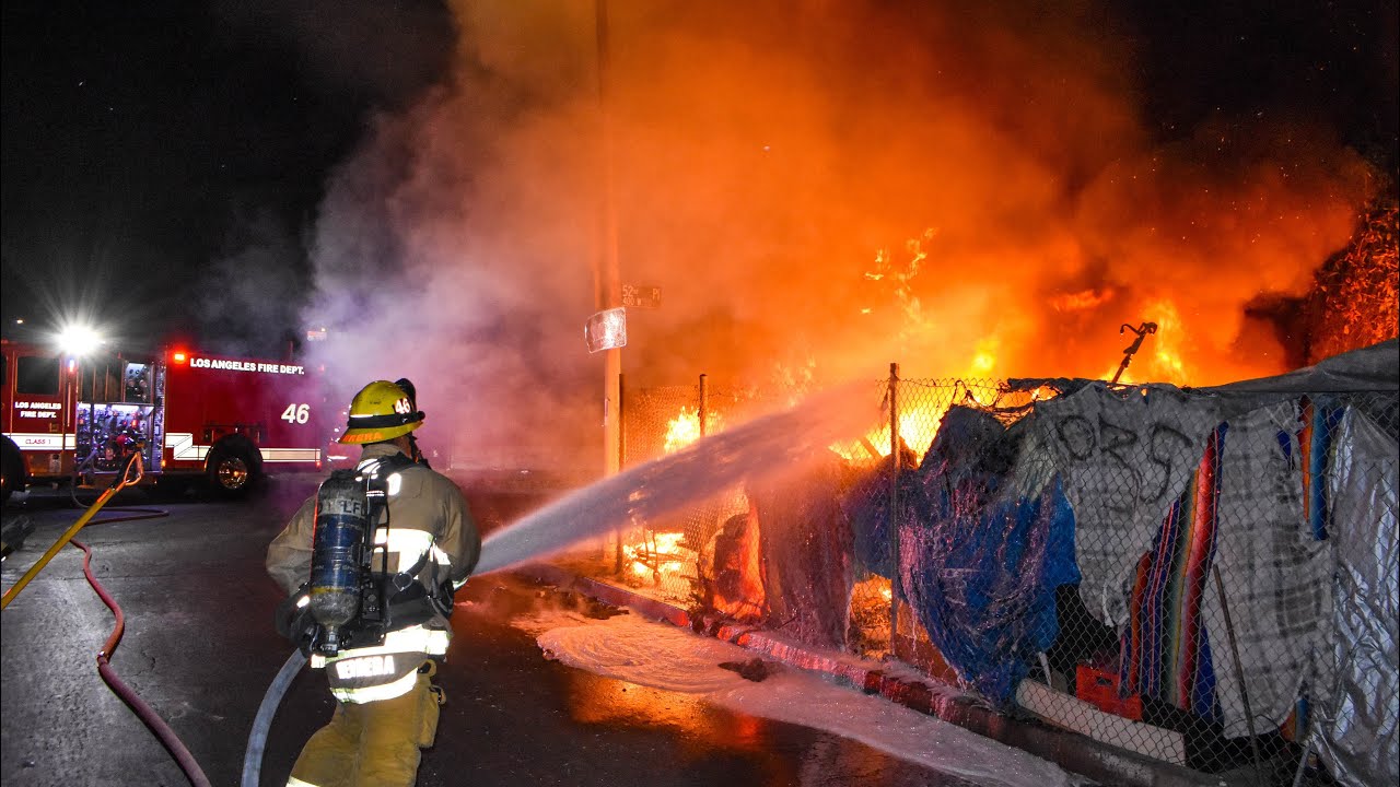 LAFD Engine 46: Homeless Encampment Fire