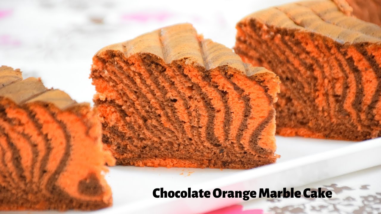 Chocolate Orange Marble Sponge Cake | Marble Sponge Cake | Orange Marble Cake