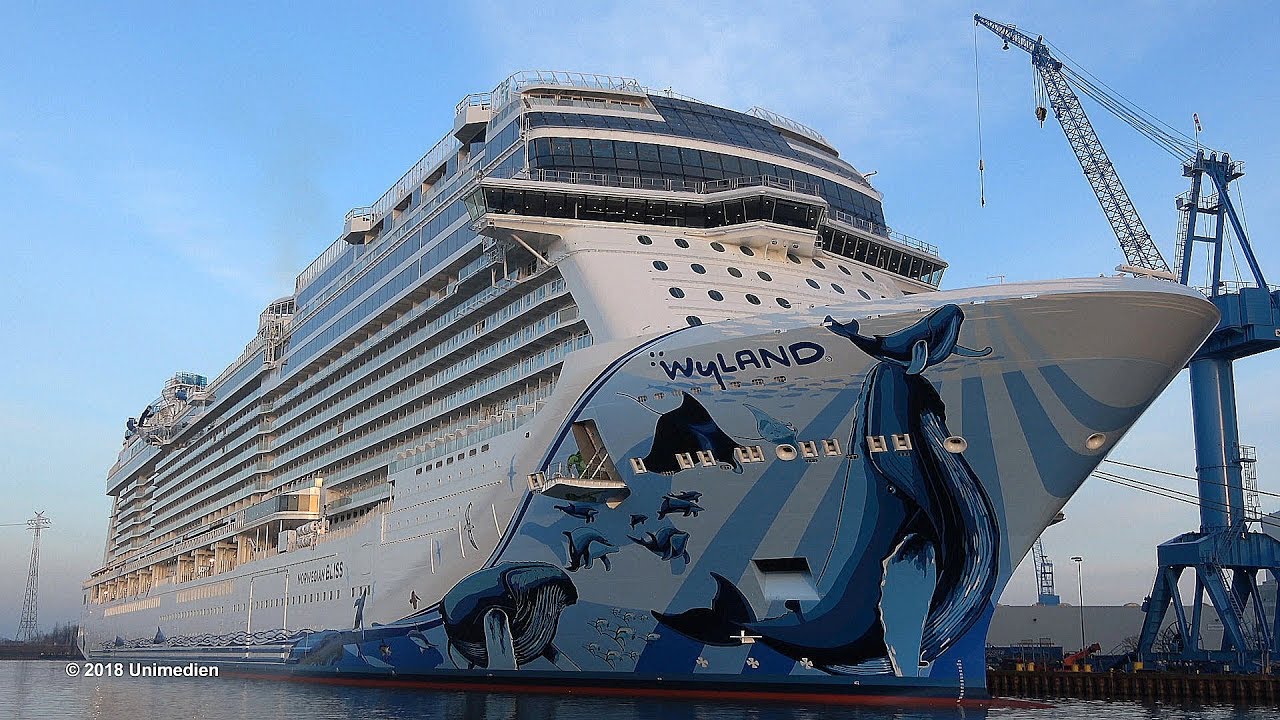 NORWEGIAN BLISS | amazing big ship launch of NCL cruise ship at MEYER WERFT shipyard | float out |4K