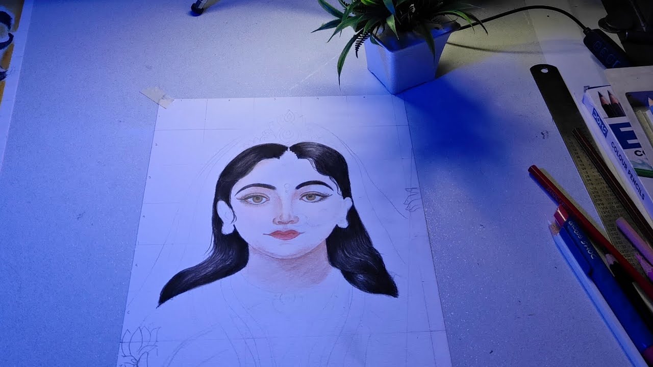 How To Draw Saraswati Mata।। Easy Saraswati Mata Drawing 