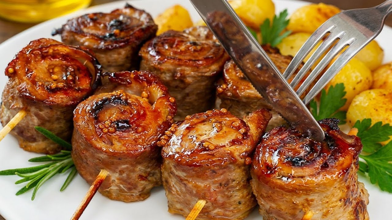 Гости были в восторге! Вкусно, как в ресторане. Просто заверните мясо в рулет.