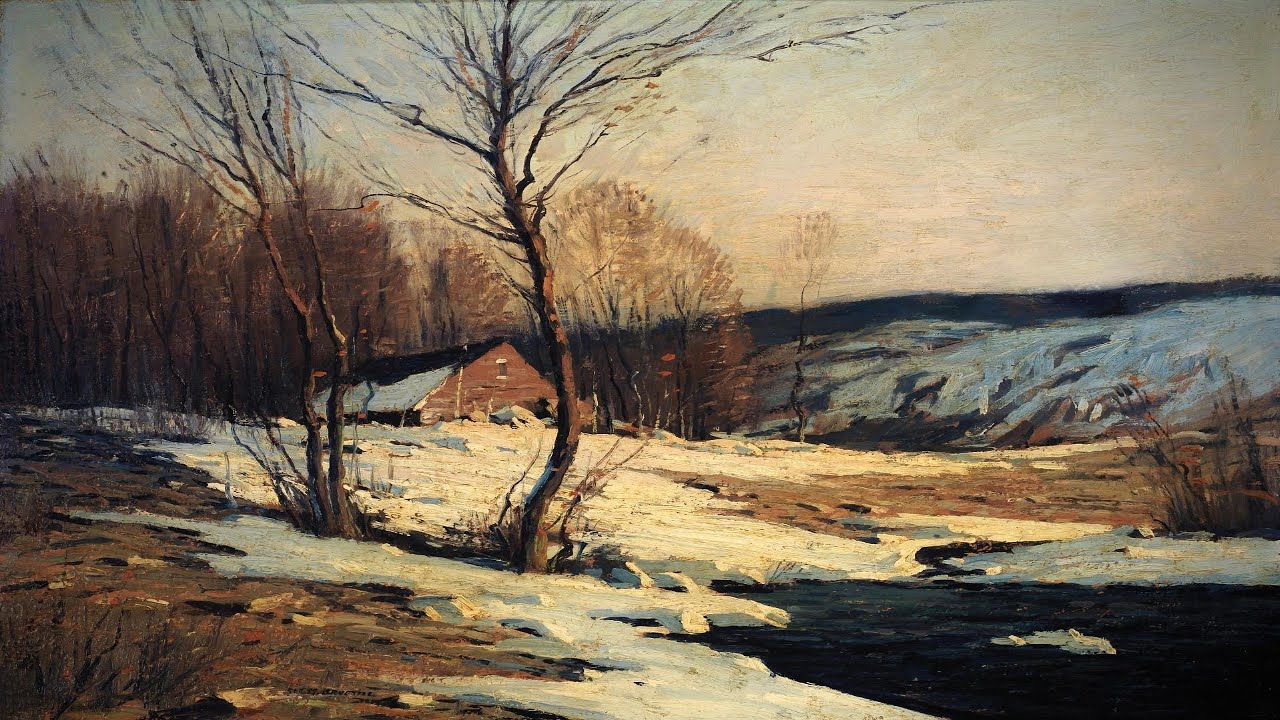 Moody Rustic Winter Woodland Landscape Painting | Silent TV Art Screensaver in 4K | 2 Hours