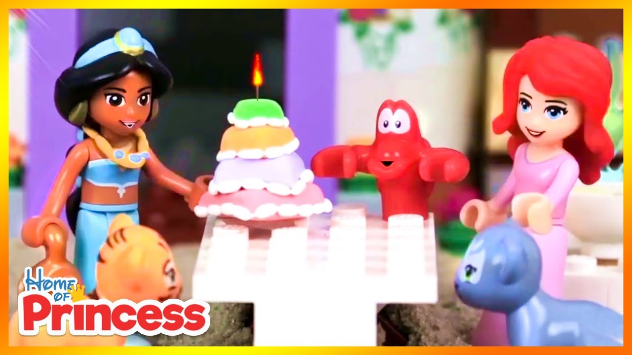 Lego Disney Princess Jasmine Birthday Cake & Surprise Guest (Stop Motion Animation Kids Toys) 2018
