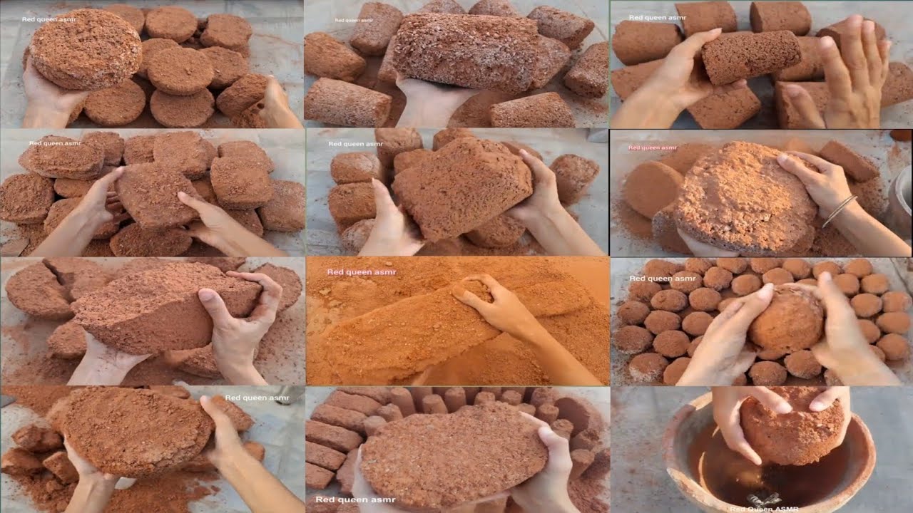 ASMR Edits NonStop Gritty Red&hearts;️Dirt Texture Crumbling Compilation🥰||Dusty Floor&Claypot Crumbling ✨💥