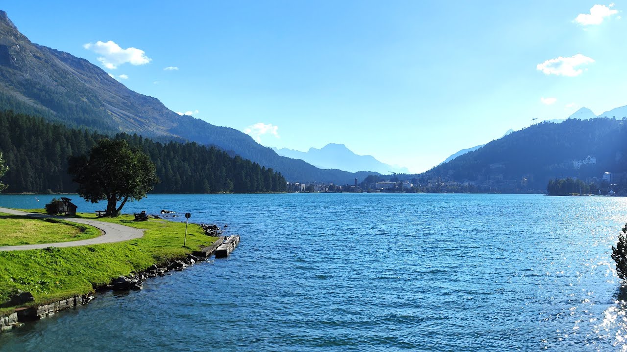 Wandern im Engadin - Vom Rathaus in St. Moritz eine Runde um den St. Moritzersee(4k, 2023)