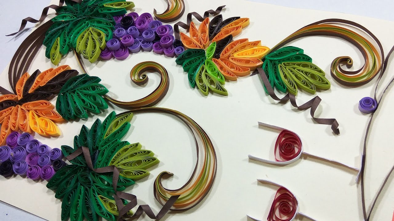 DIY Paper Quilling Grapes Card | How to make Paper Quilling Grapes Frame