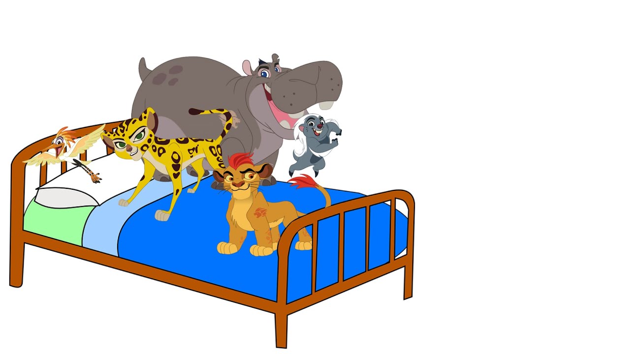 Five Lion Guard Members Jumping on the Bed! Fun Nursery Rhymes For Kids 2018 1080p HD.