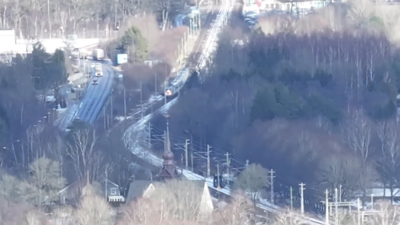 Drone and trains in Lerum. 2x single track. Index below.