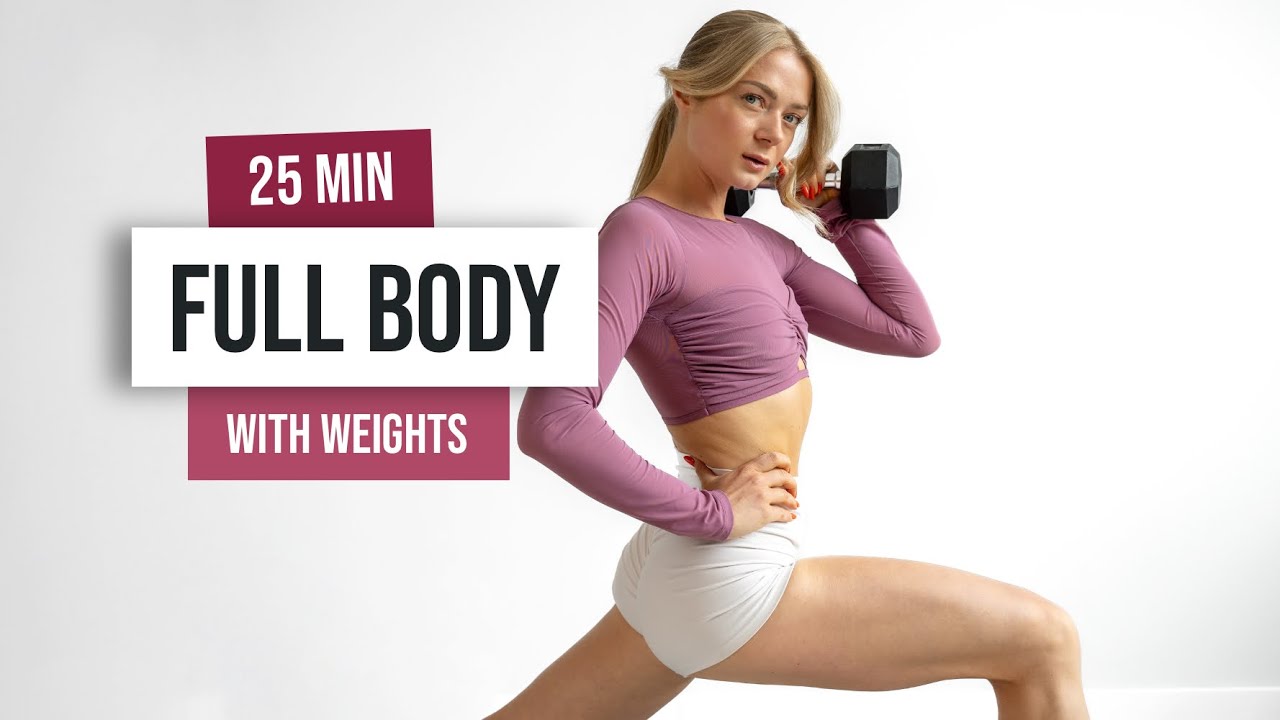 25 MIN FULL BODY Strength and Cardio (INTERMEDIATE) Workout - With Weights -  Home Workout