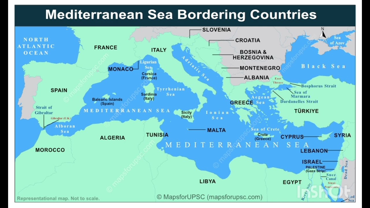 Mediterranean sea and its bordering countries 