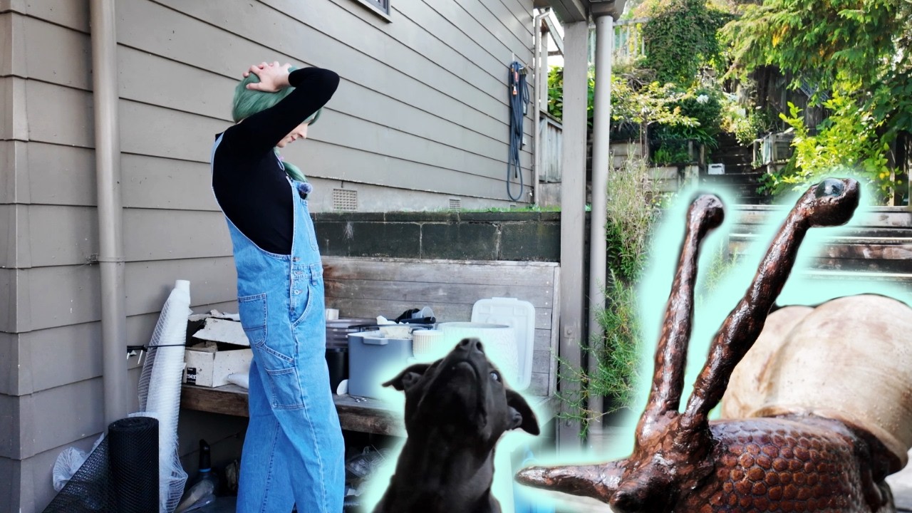 Cleaning the snails' bench