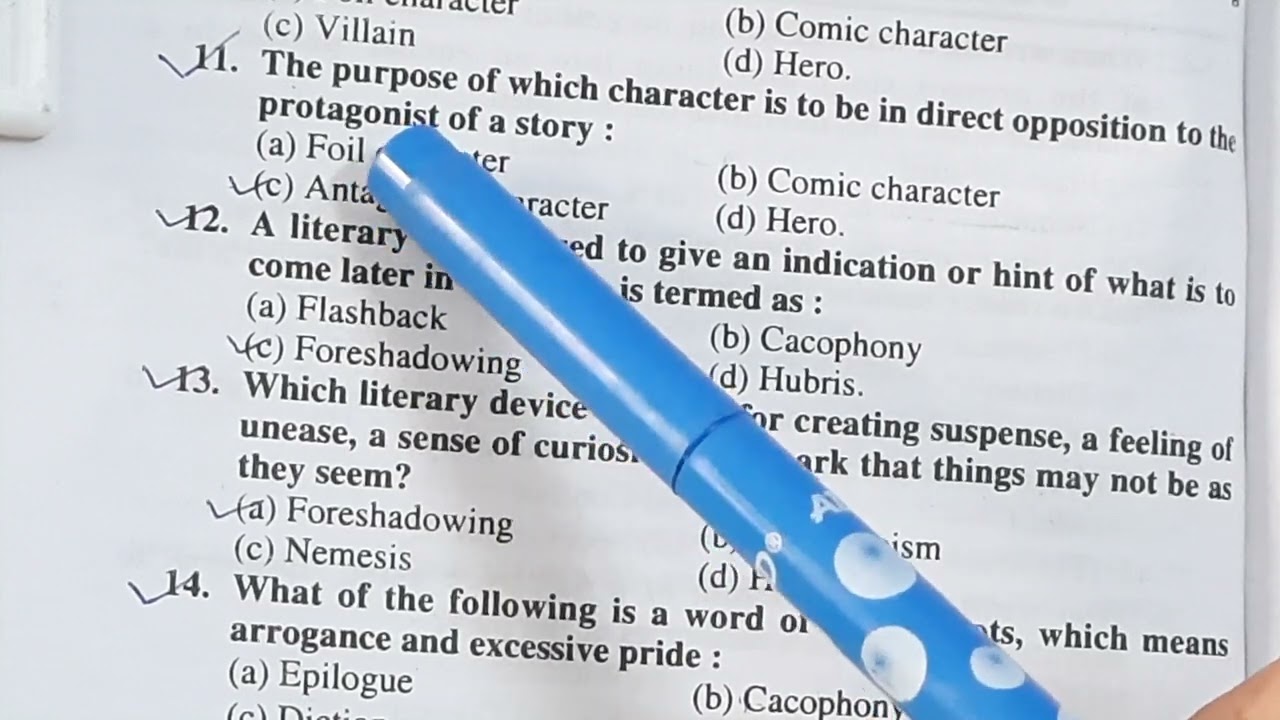 Most important MCQs (objective type questions) on literary terms of drama - part 1st (unit 3rd)