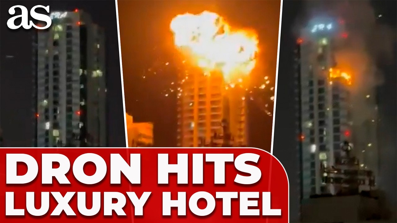 INSANE footage: Iranian DRONE CRASHES into LUXURY HOTEL in Bahrain