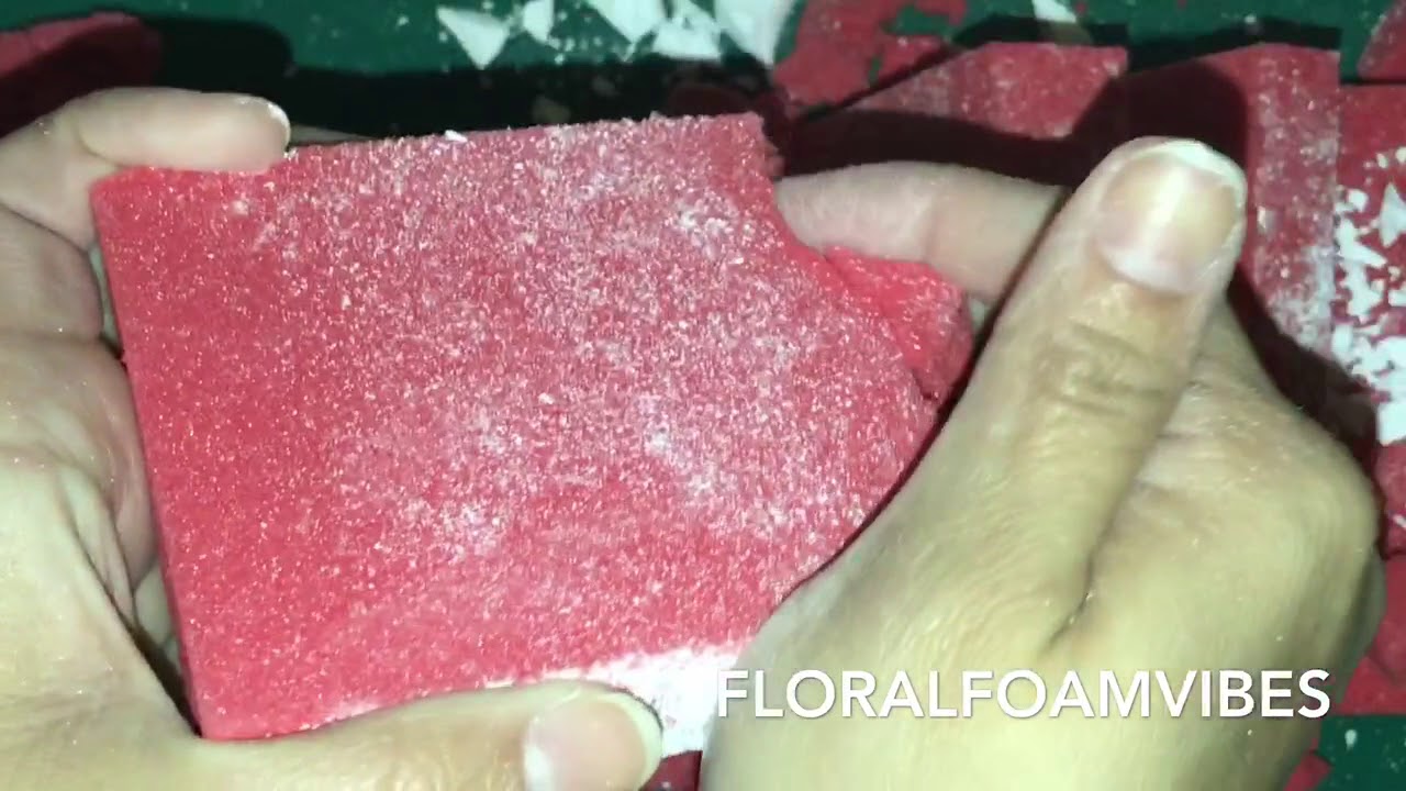 Cutting Red Floral Foam Topped With Gym Chalk and Crushing