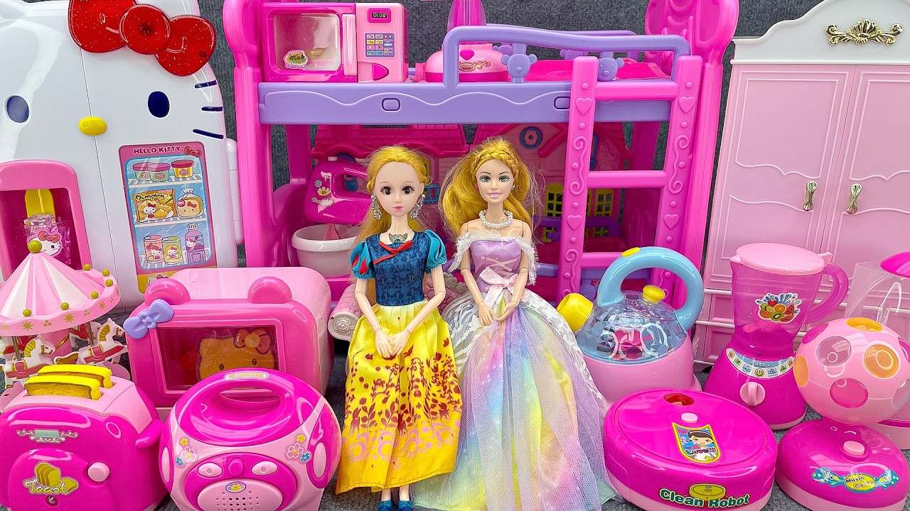 18 Minutes Satisfying with Unboxing Barbie Princess Pink Kitchen,Rock Bed Play Set Review Toys｜ASMR