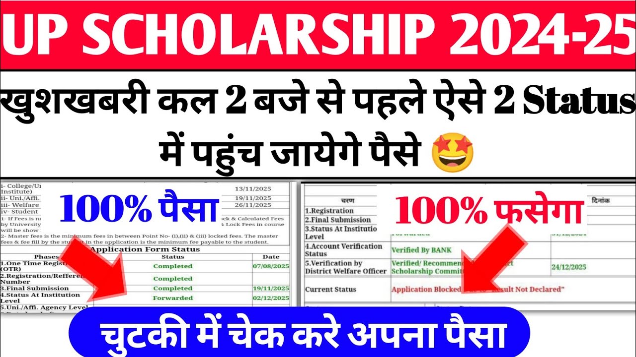 up scholarship latest news today/up scholarship latest news/up scholarship Kab Ayega 2024-25