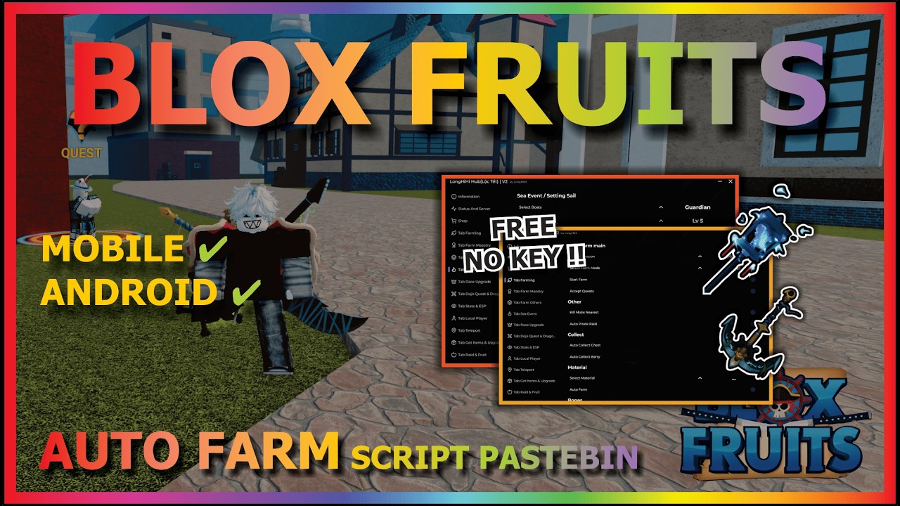 BLOX FRUITS Script No Key AUTO FARM, AUTO RAID, SEA EVENT, FRUIT MASTERY, RACE V4, AUTO QUEST ❤️