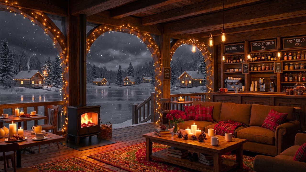 Jazz Relaxing Music for Work & Study ❄ Cozy Winter Night Coffee Shop Ambience & Warm Soft Jazz Music