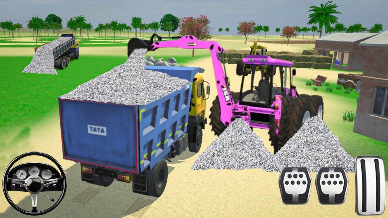 Drive JCB and loaded stone 🪨 in damper unloading From Damper Fast drive prat-325/#gamingvideos