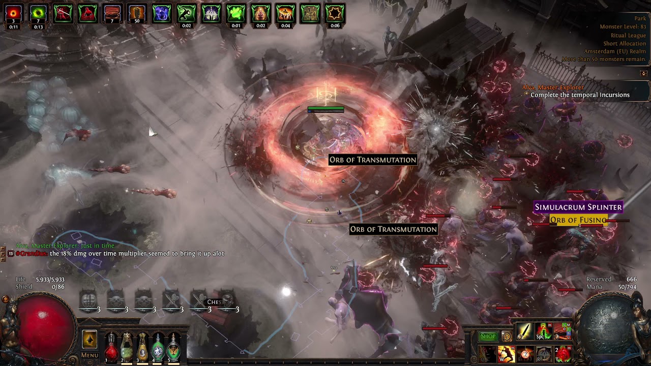 PoE 3.13 - 54M DPS Cylcone Slayer - 100% delirium T16 map