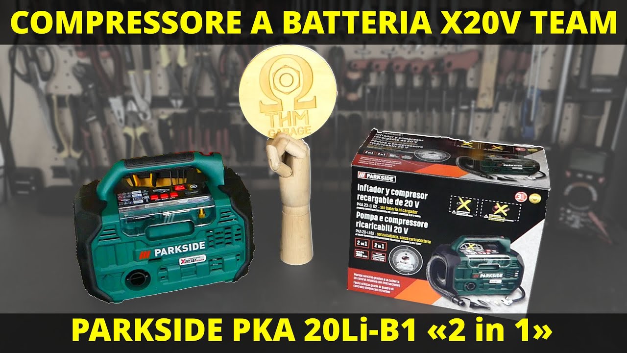 Compressore a batteria Parkside Lidl PKA 20 Li A1 x20v team 2 in 1