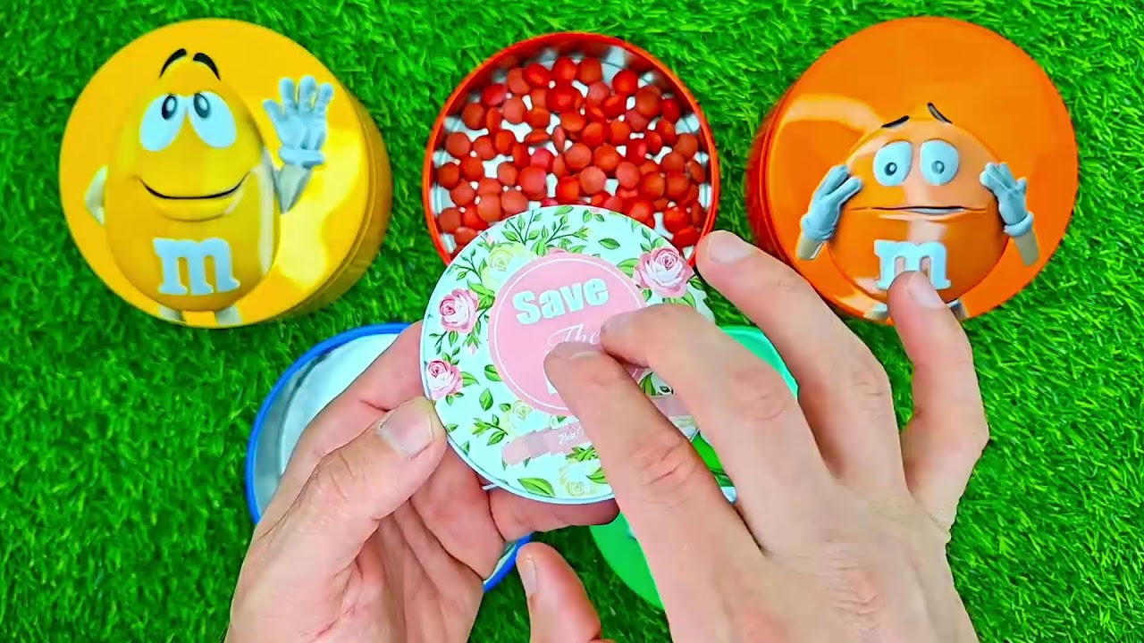 Minutes Satisfying with Rainbow M&M'S Candy Unpacking From Glossy Containers ASMR Beads Surprise