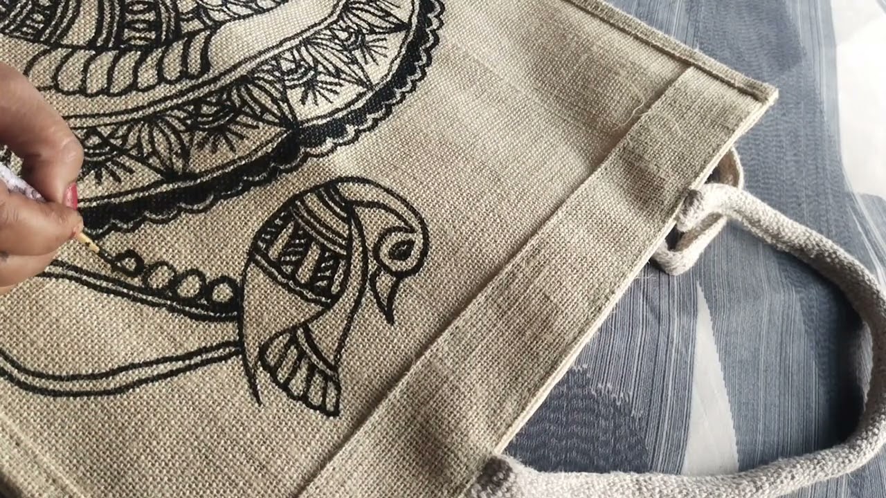 Learn how to draw design in bag of Madhubani painting 🖌️👜