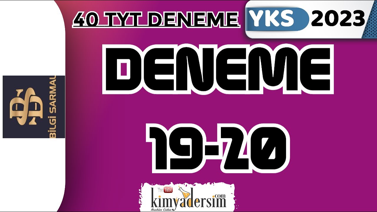 TYT Kimya Deneme Çözümleri 19-20 (Bilgi Sarmal Yayınları YKS 2023 )