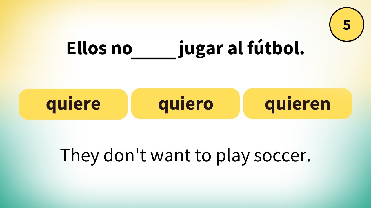 Spanish Verb Conjugation Quiz (QUERER = TO WANT)