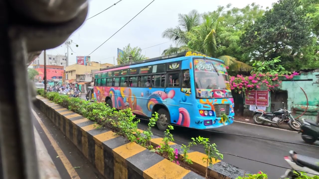 Private Bus Ride India 🔥 Pondicherry – Trichy Route 🔥 Tamil Nadu Road Trip 🔥 Explore India 4K 60 FPS