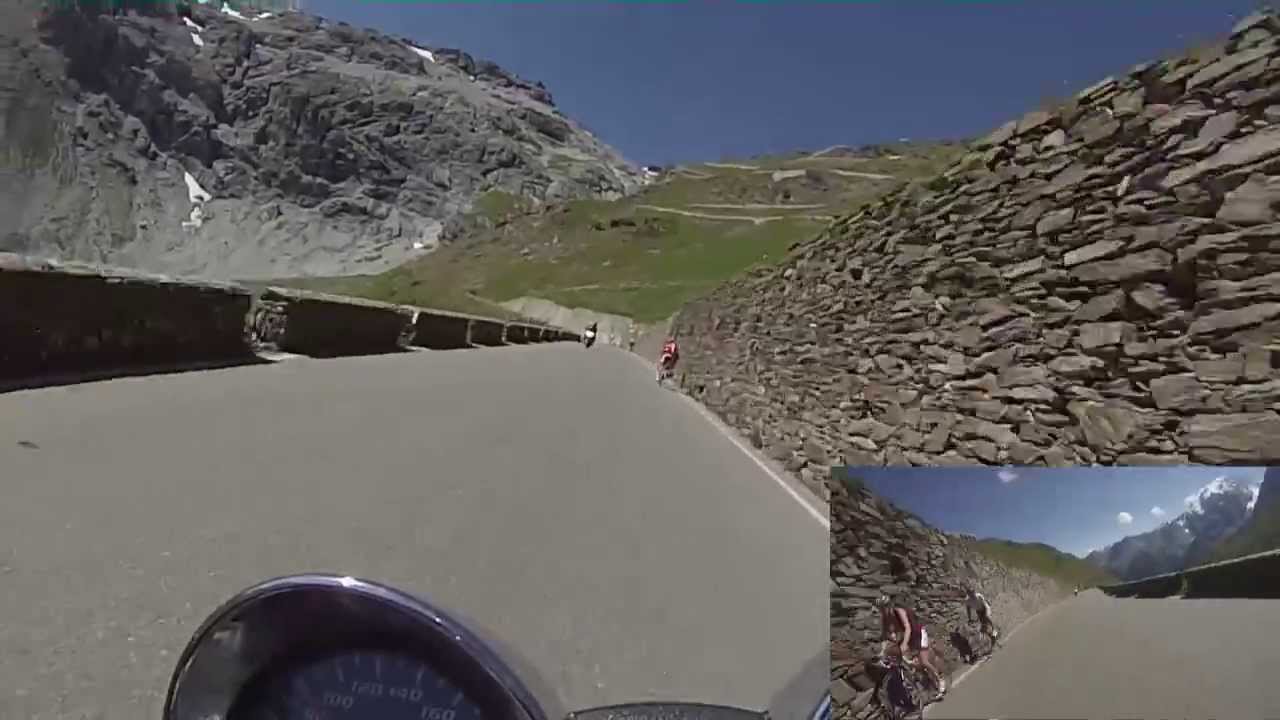 Stilferjoch Nordseite hochfahren zur Passh&ouml;he - onboard - Front+Heck Ansicht