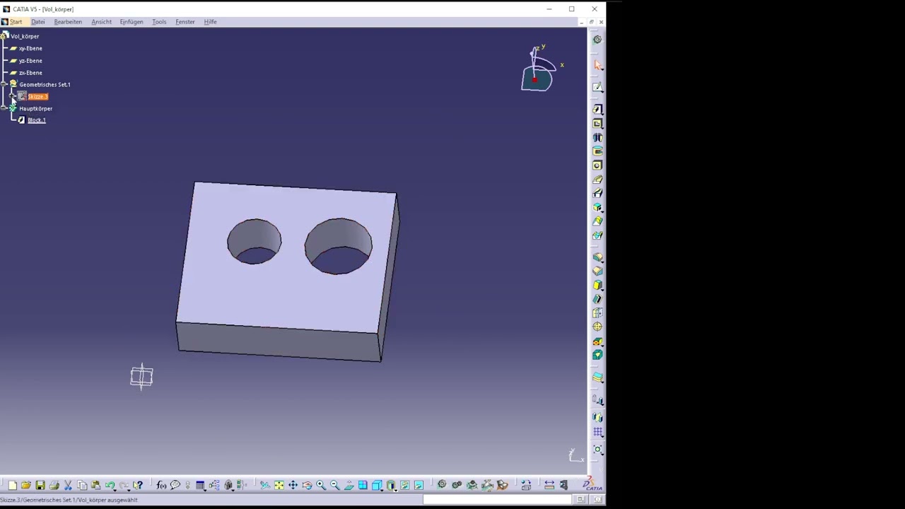 01 CATIA Erstellung Volumenmodell mit L&ouml;chern 7 32