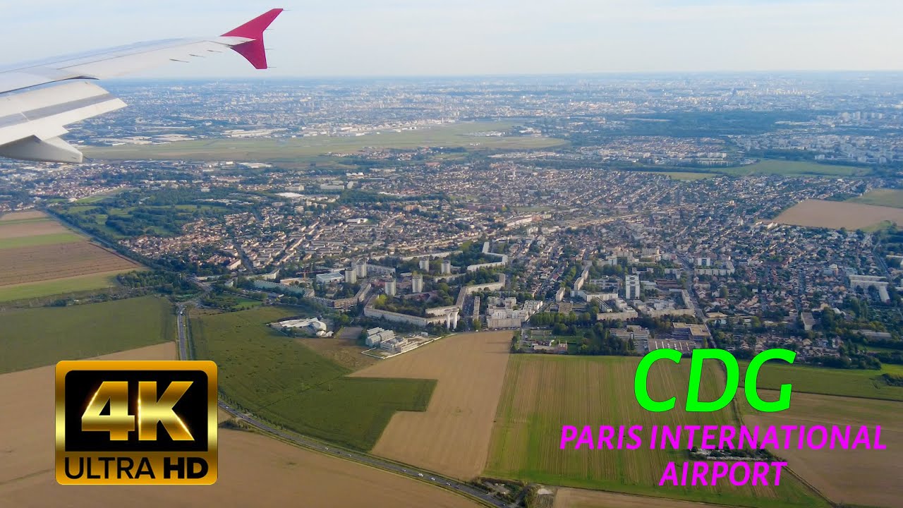 4K CDG Париж приземляется самолет Шарля де Голля