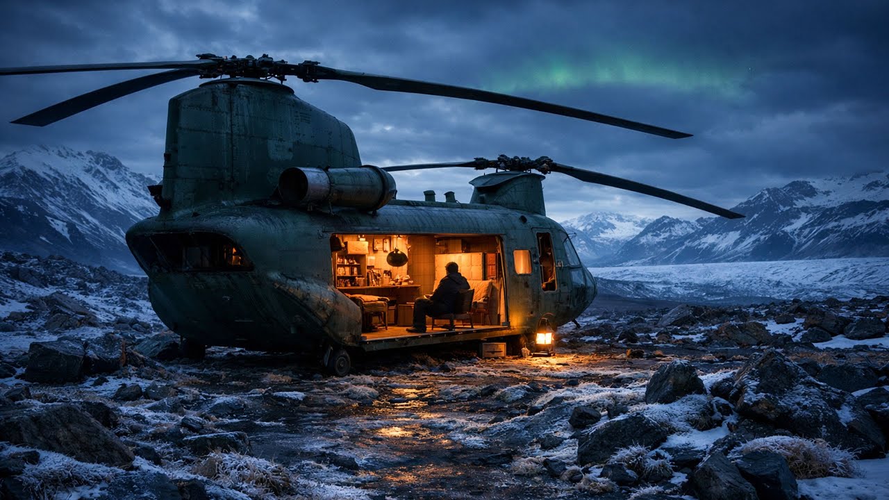 Transforming an Abandoned CH-47 Chinook Helicopter into a Cozy Home in Iceland