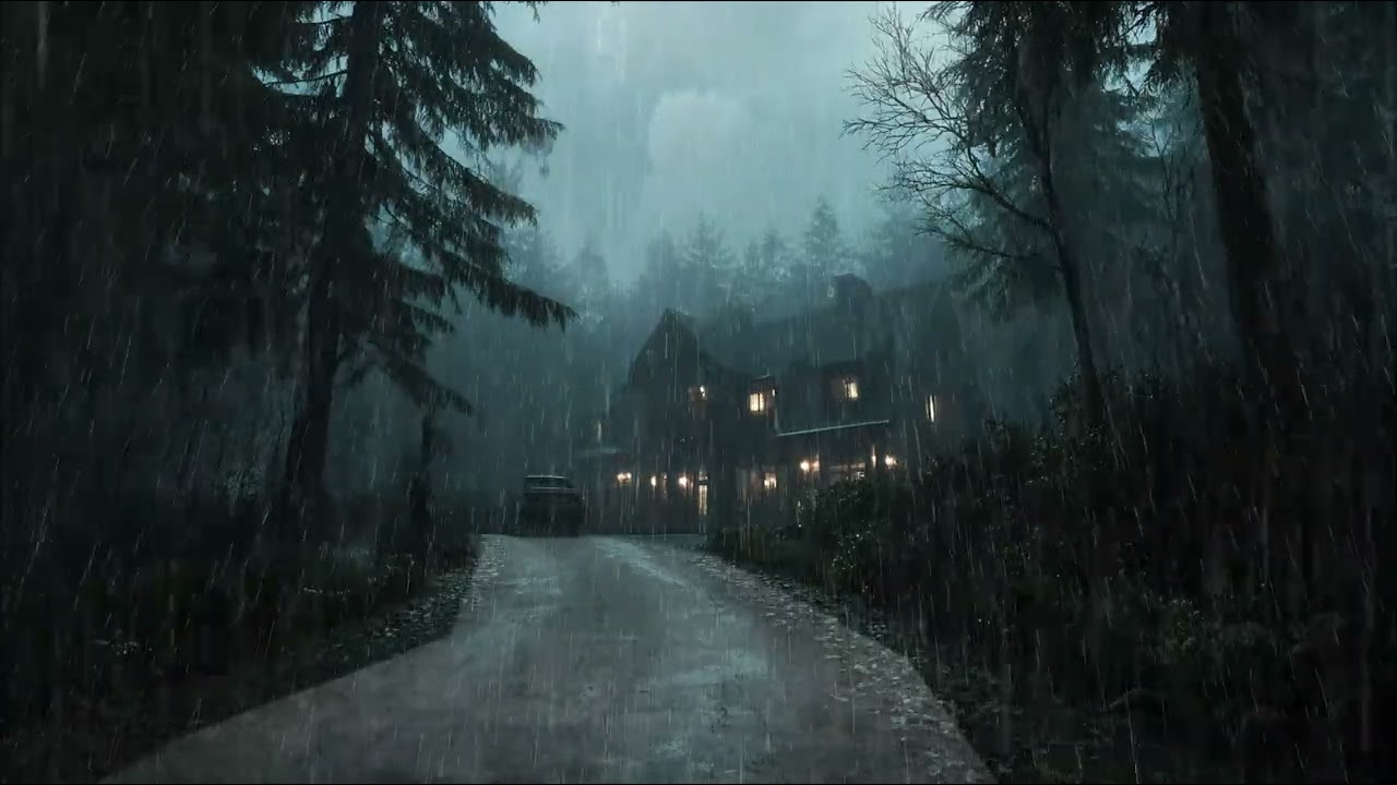 Dark Rainy Night in Forest Cabin 🌧️ Relaxing Rain Sounds for Deep Sleep & Calm Mind