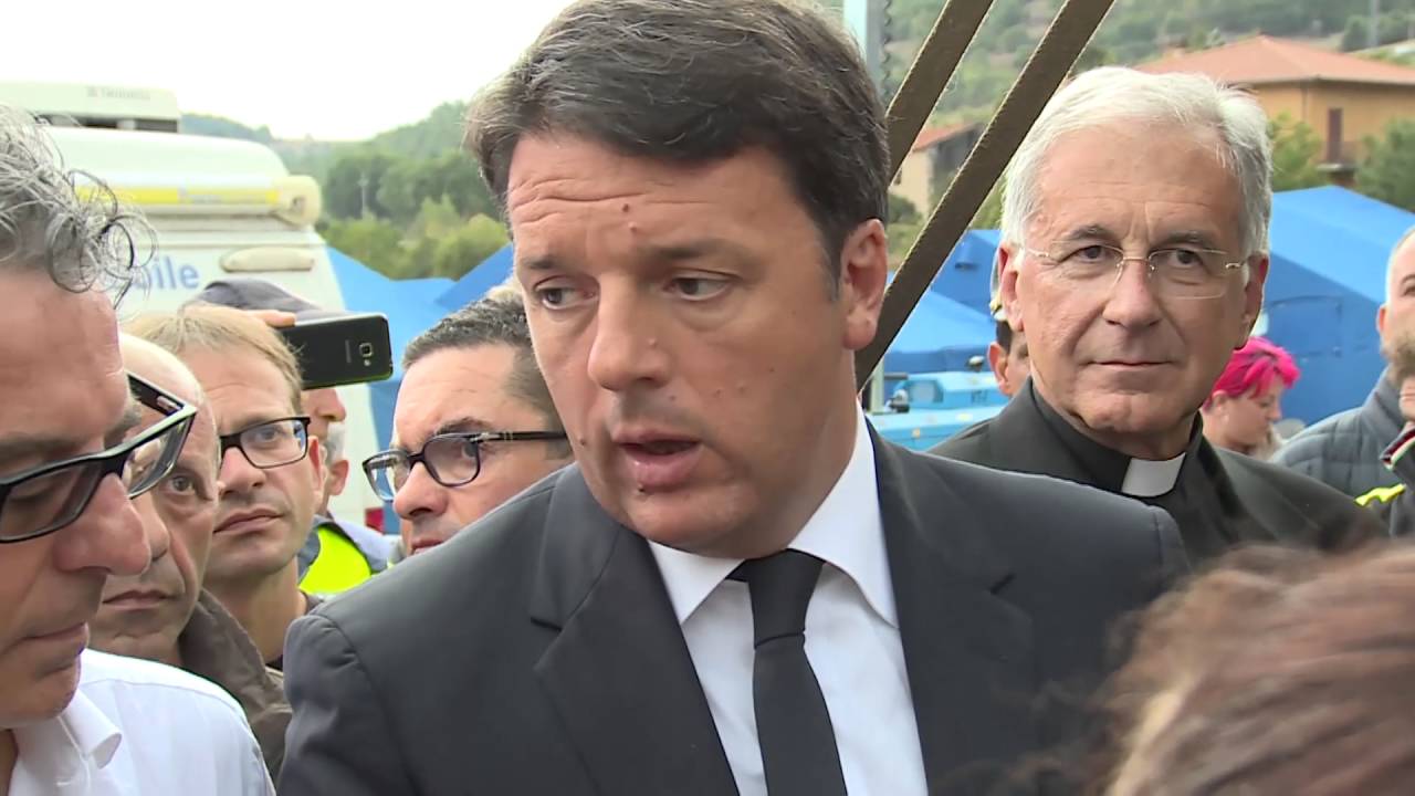 Renzi a San Pellegrino di Norcia (30/08/2016)