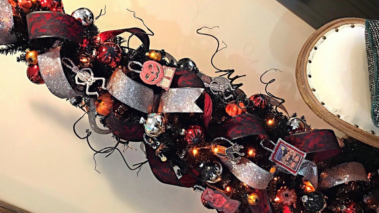 How To Decorate A Halloween Tree - Halloween Tree In Red, Orange, & Silver