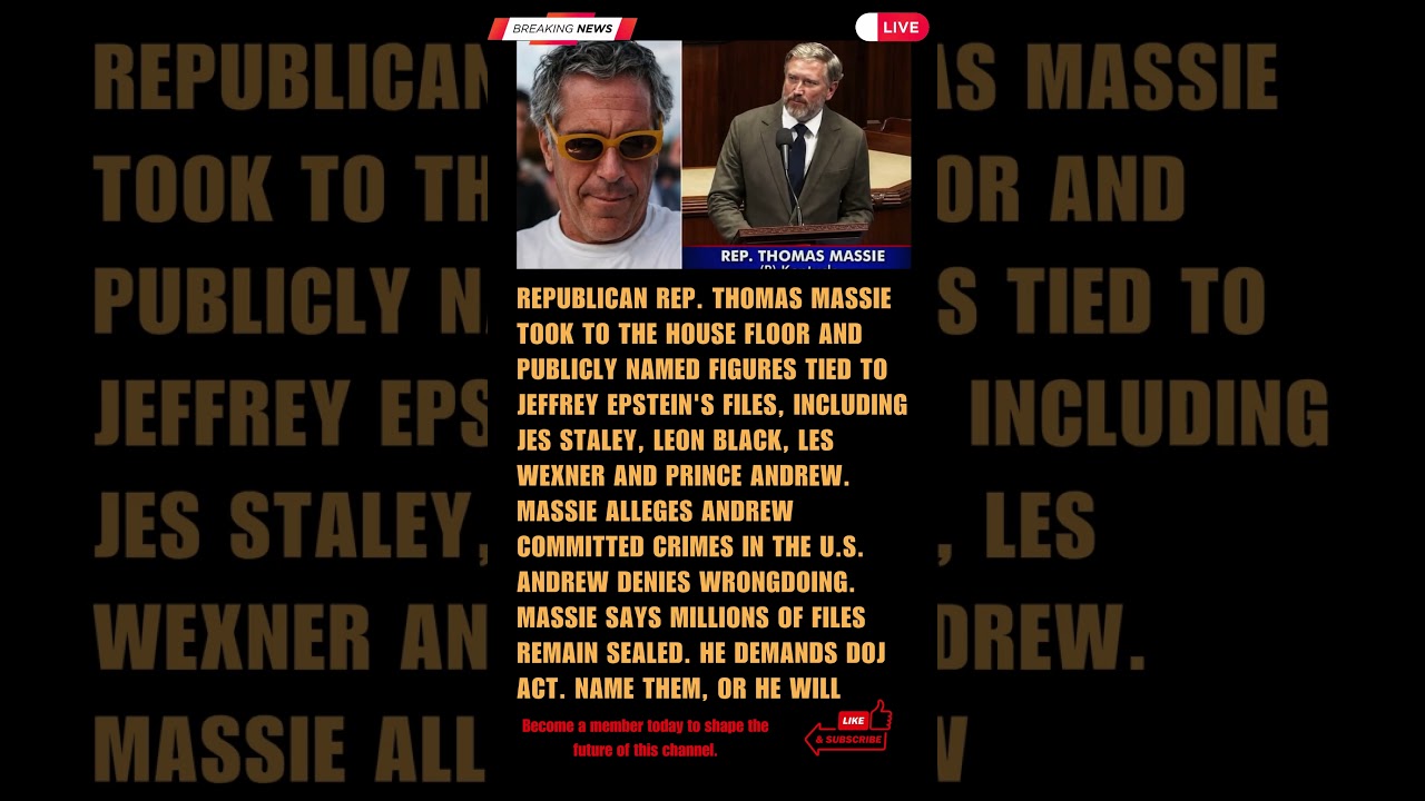 Rep. Thomas Massie Names Epstein-Linked Figures on House Floor, Demands DOJ Act
