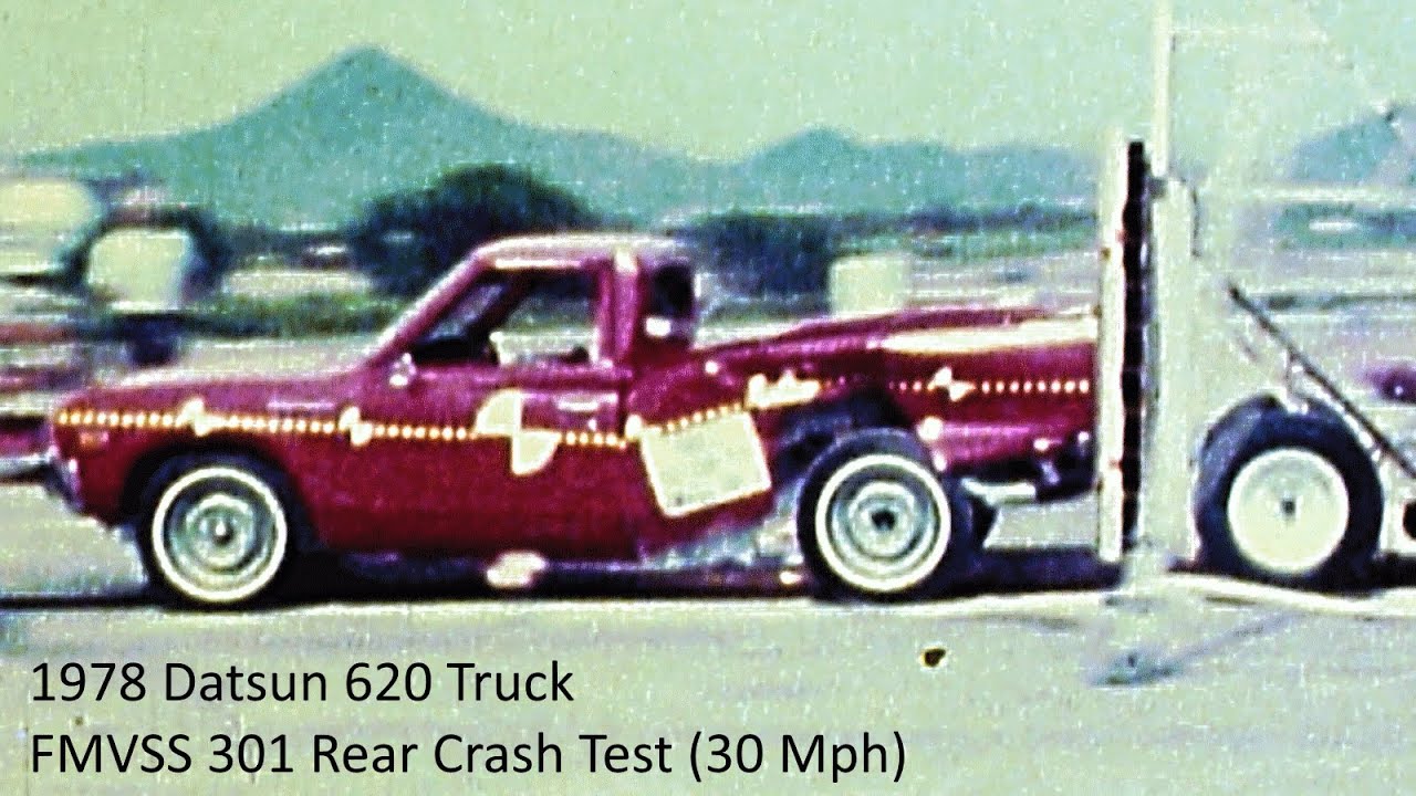1973-1979 Datsun 620 Truck FMVSS 301 Rear Crash Test (Full Overlap - 30 Mph)