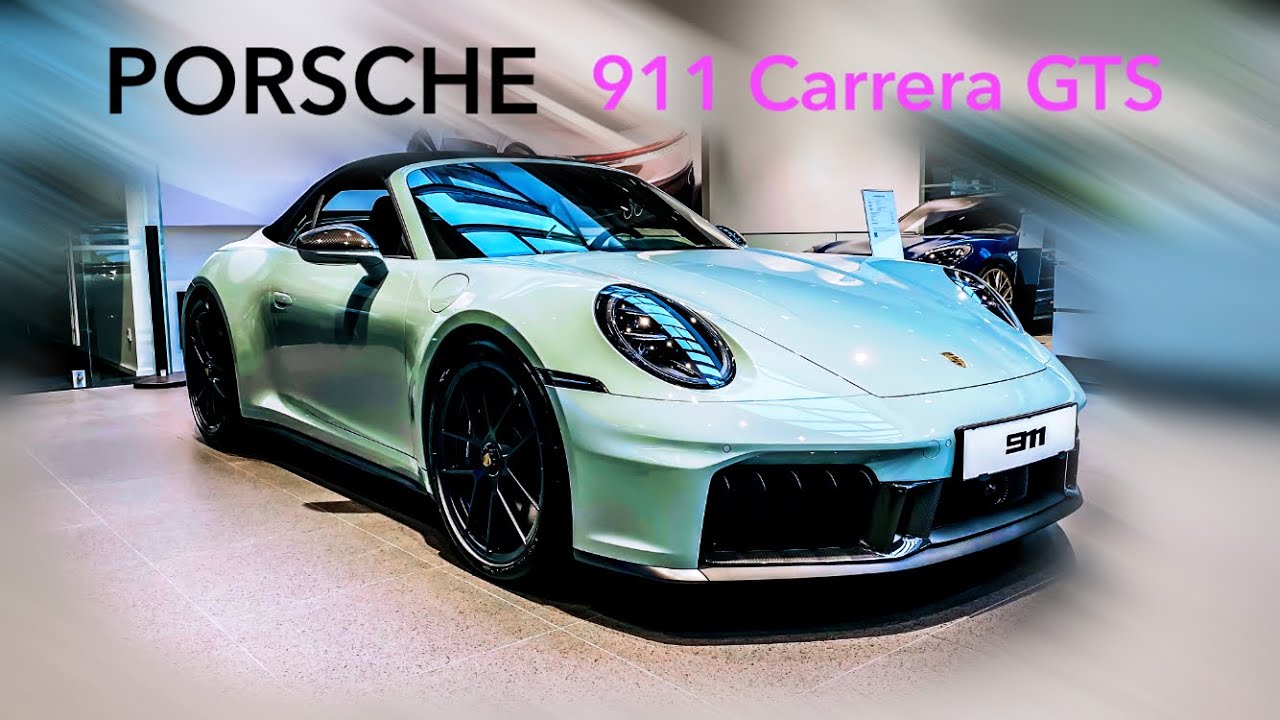 2025 Porsche 911 GTS Cabriolet in Shade Green Metallic. Exterior and interior in details.